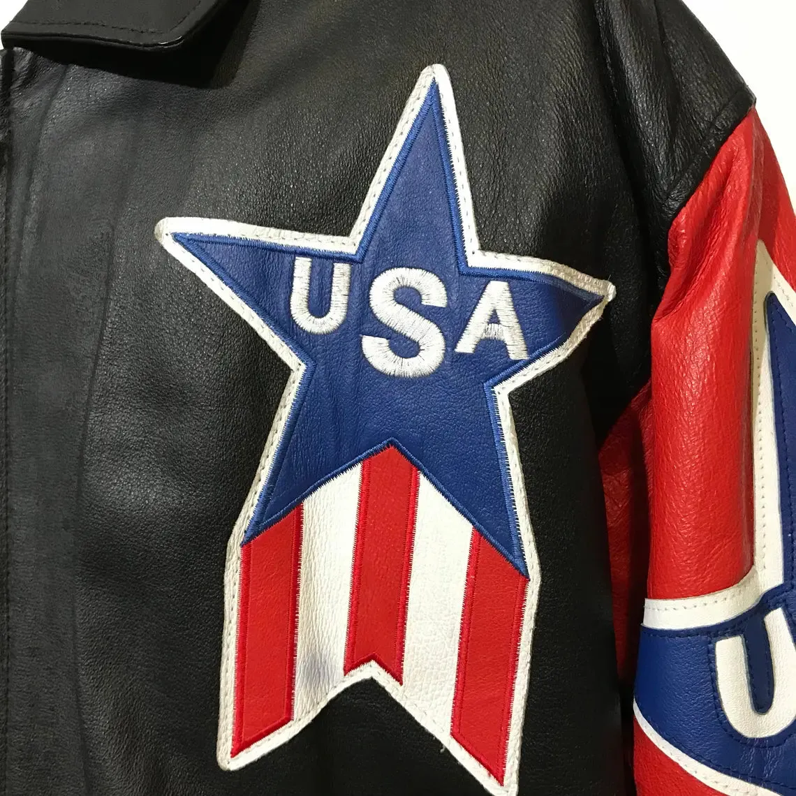 Patriot's Pride Vintage Leather USA Flag Jacket