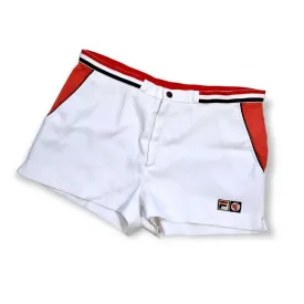 Rare FILA x BJÖRN BORG collectors Tennis Shorts White and Red Size Large Zipper Elastic Waistband