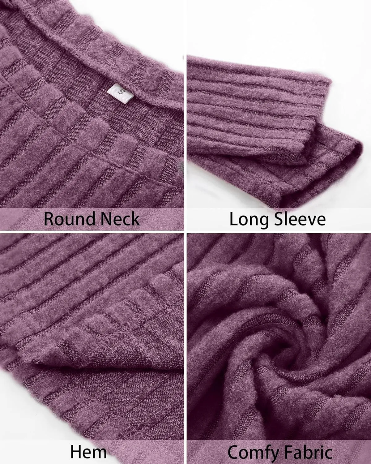 Riyiper 3 Pack Women's Long Sleeve Sweater Tunic Dresses - Loose Fitting Knit Crew Neck for Casual Fall Winter