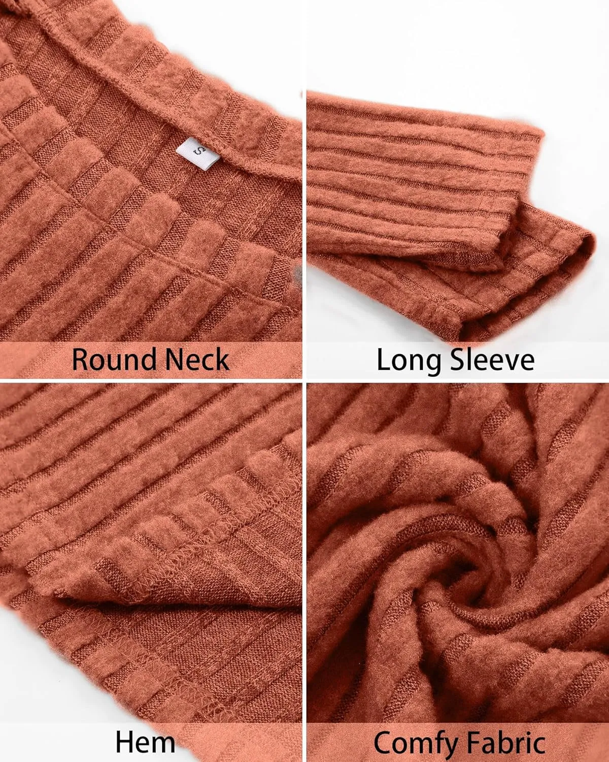 Riyiper 3 Pack Women's Long Sleeve Sweater Tunic Dresses - Loose Fitting Knit Crew Neck for Casual Fall Winter