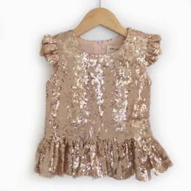 Rose Gold Sequin Peplum Top