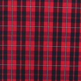 School Red-Navy-Multi Plaid Poly Cotton Madras Woven Fabric