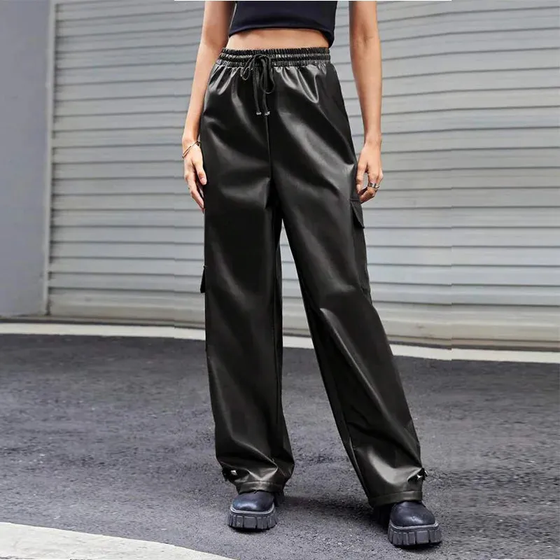 Trend4us Unisex Loose PVC Cargo Wide-Leg Pants