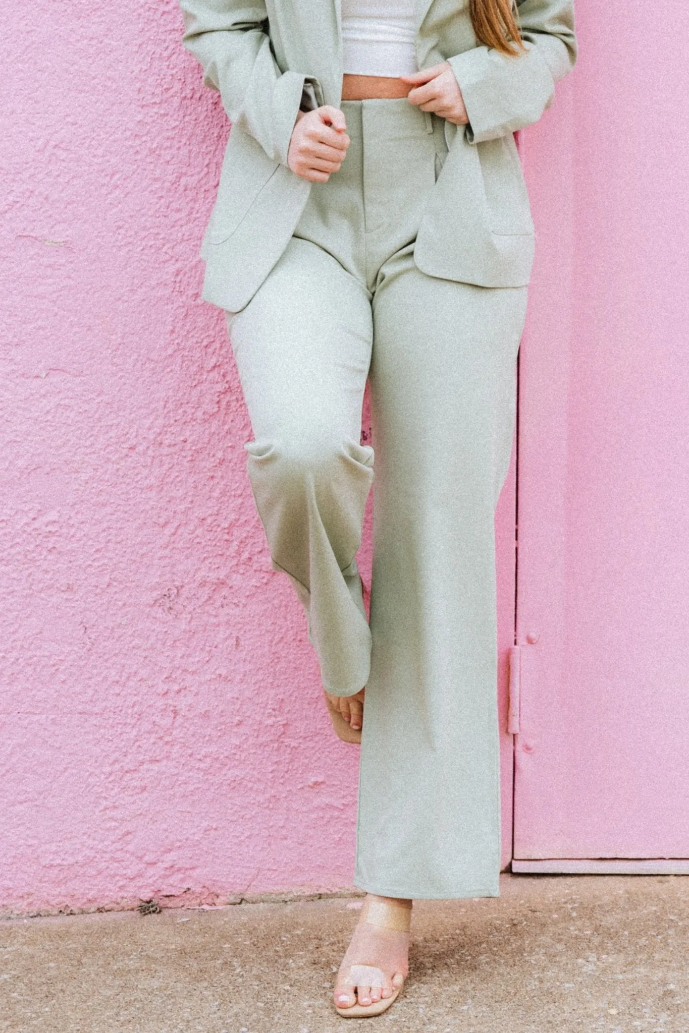 Wide leg pants light sage