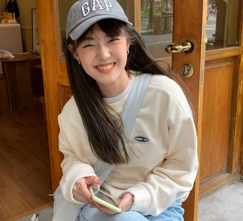 Wjczt New Fleece Hoodie O-Neck Casual Women's Hoodies Simple Long-Sleeved Pullover Sweatshirt College Solid Color Harajuku Top