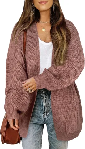 Women's Lightweight Oversized Long Cardigans Spring 2025 Cute Waffle Knit V Neck Open Front Thin Sweater Cardigan