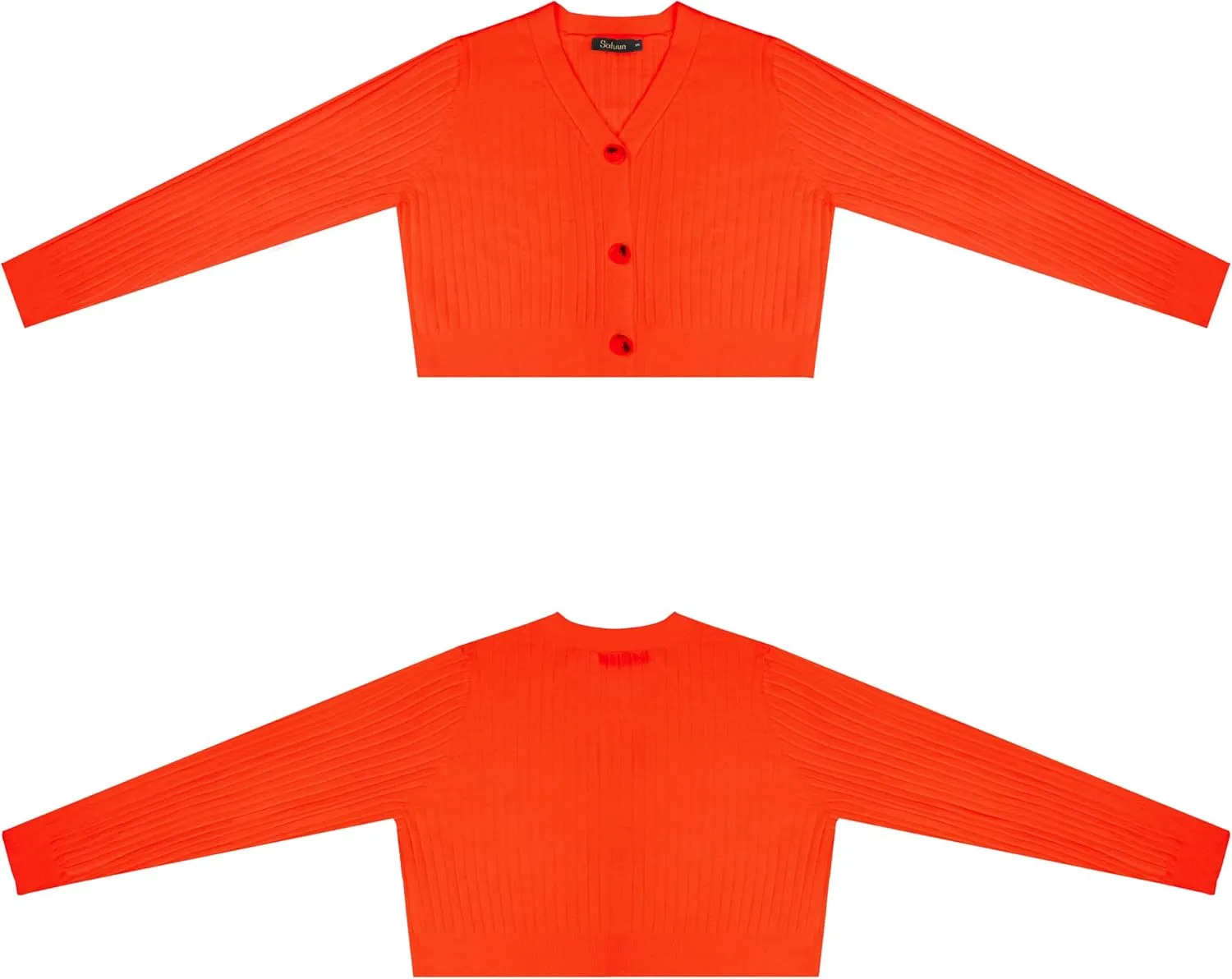 Women's Long Sleeve Cropped Cardigan Sweaters V Neck Solid Button Down Knit Bolero Shrugs