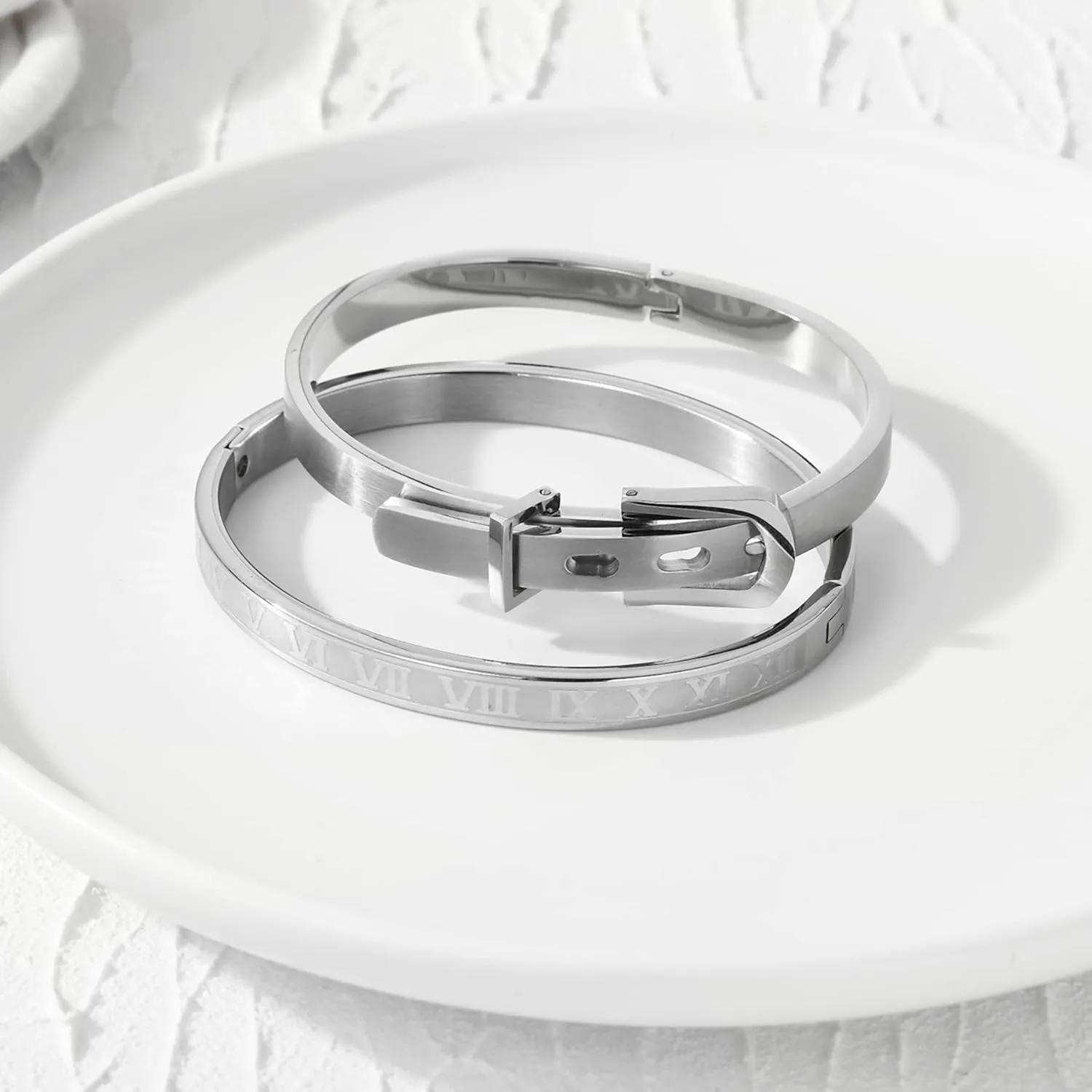 Women's Stainless Steel Bracelet Gold Plated Cuff Bangle With Cube Zircon Hinge Jewelry oval Bangle Witness the Gift of Love
