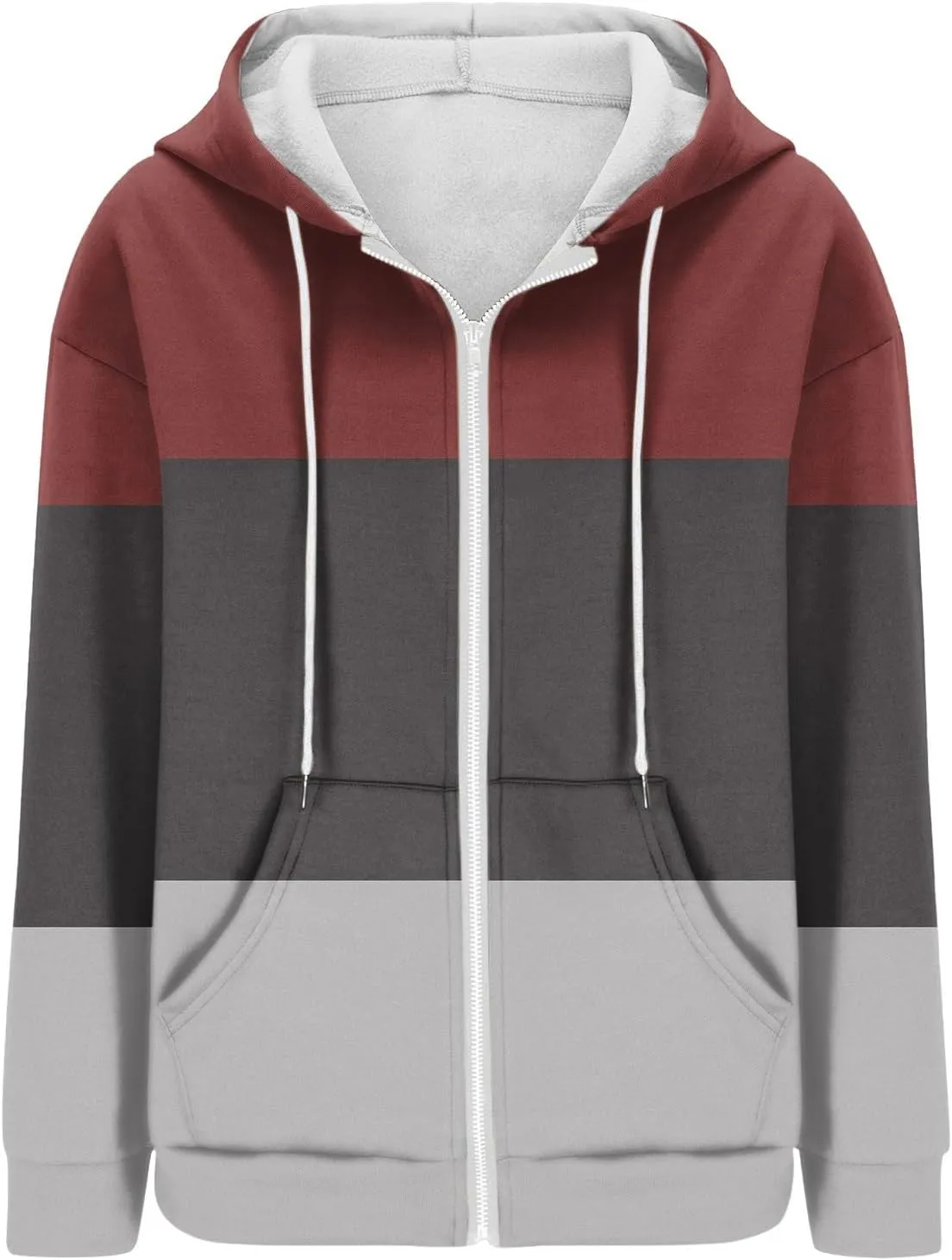 Womens Zip up Hoodies Long Sleeve Sweatshirt Autumn Winter Warm Drawstring Oversizeds Hooded Jackets Jumper Tops