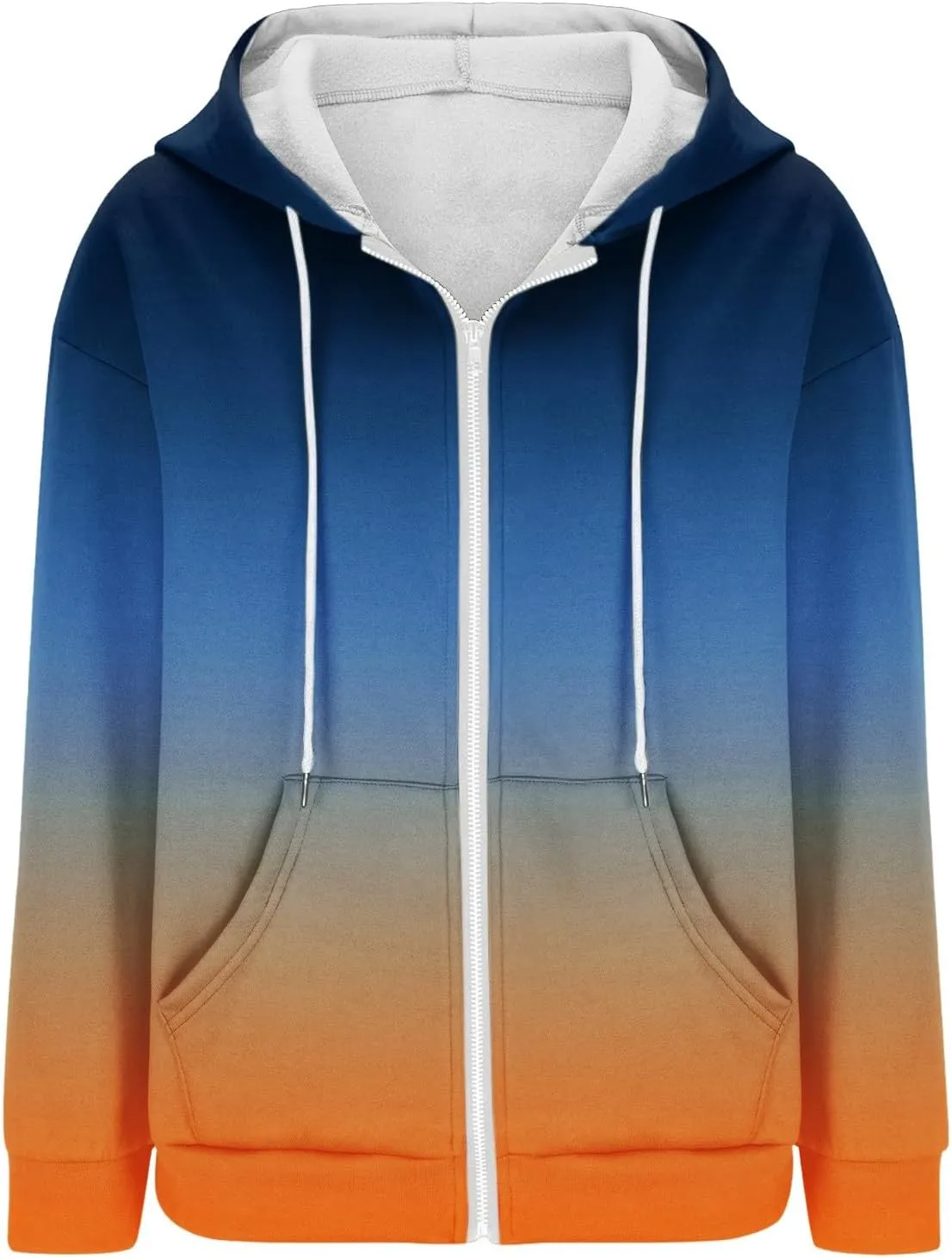 Womens Zip up Hoodies Long Sleeve Sweatshirt Autumn Winter Warm Drawstring Oversizeds Hooded Jackets Jumper Tops