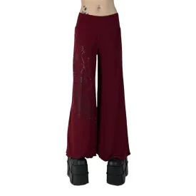 Y2K 00s Dark Red Wide Leg Pants (S)