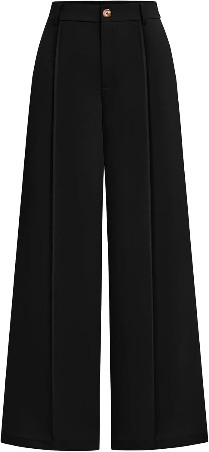 Zenlonr Womens Wide Leg Pants 2025 Casual High Waist Long Palazzo Trouser Loose Business Work Pants Summer Clothes